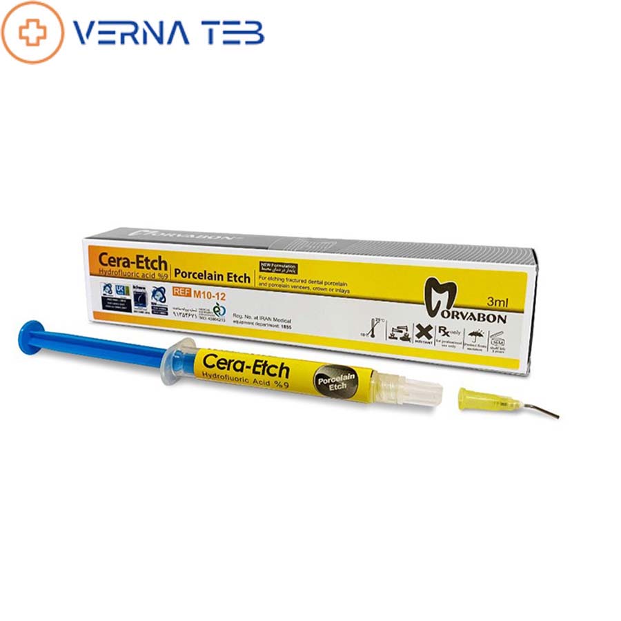 اسید اچ پرسلن هیدروفلوریدریک 9 یک سرنگ مروابن Morva Cera Etch  ( HF9%)